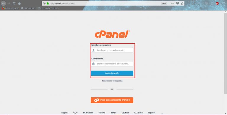 Captura de las estadísticas de visitas en cPanel, paso 1
