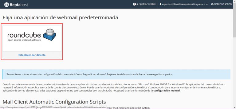 Captura del inicio de sesión en Webmail, paso 2